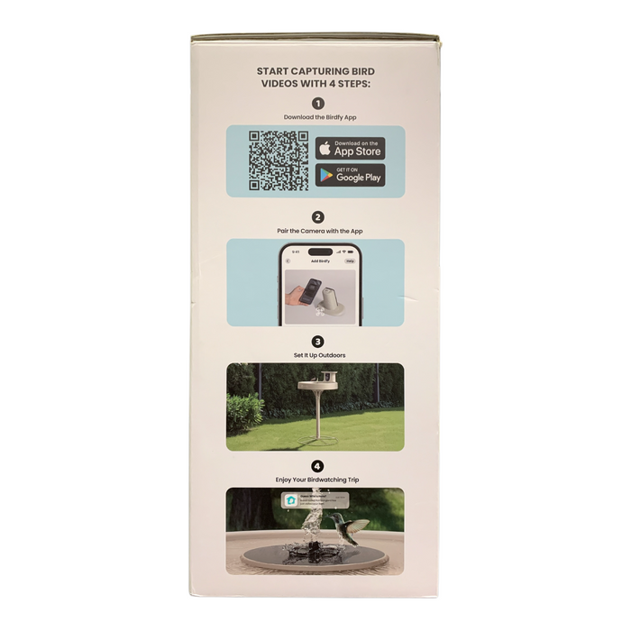 Birdfy Smart Bird Bath Pro with Stand, Solar-Powered with Fountain (Off-White)