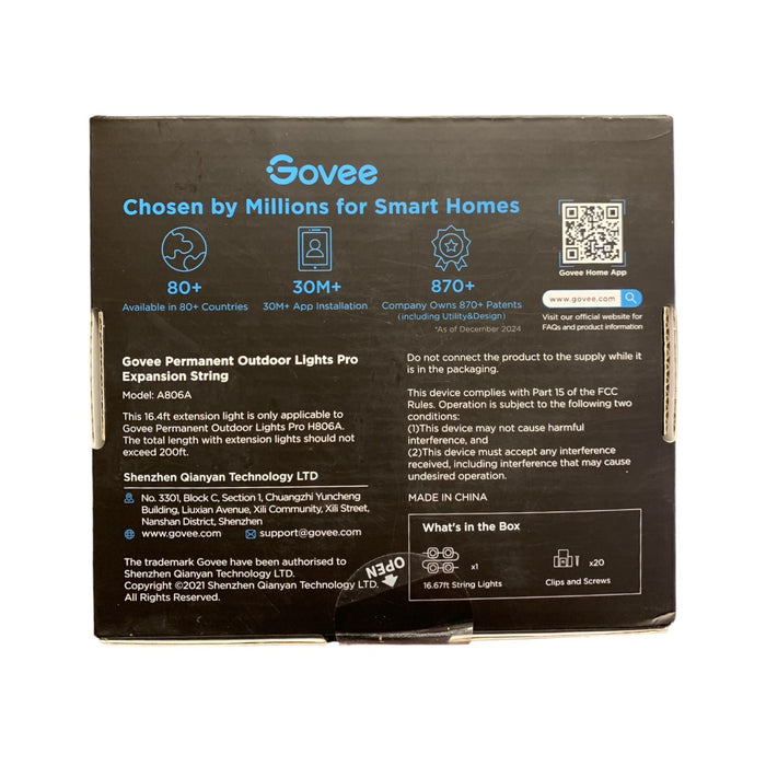 Govee Permanent Outdoor Lights Pro Expansion String, 16.67 Ft, For H806 Versions