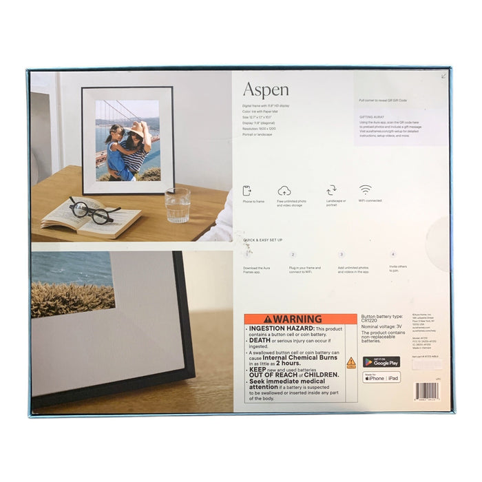 Aura Aspen 12" DIgital Frame, HD, Dual-Orientation, Slim Profile