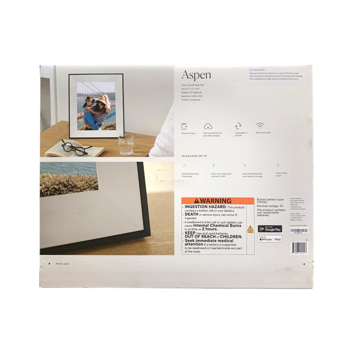 Aura Aspen 12" DIgital Frame, HD, Dual-Orientation, Ink with Paper Mat