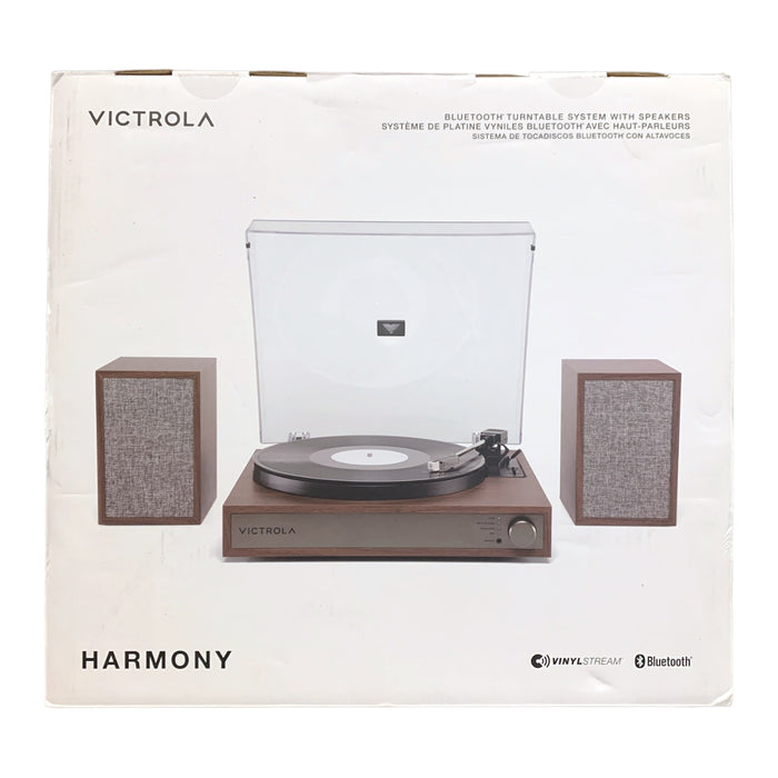 Victrola Harmony Turntable System, Bluetooth, Wired Bookshelf Speakers (Walnut)