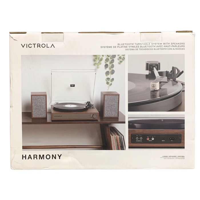 Victrola Harmony Turntable System, Bluetooth, Wired Bookshelf Speakers (Walnut)