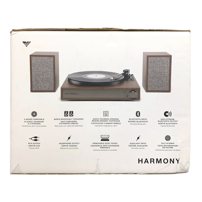 Victrola Harmony Turntable System, Bluetooth, Wired Bookshelf Speakers (Walnut)