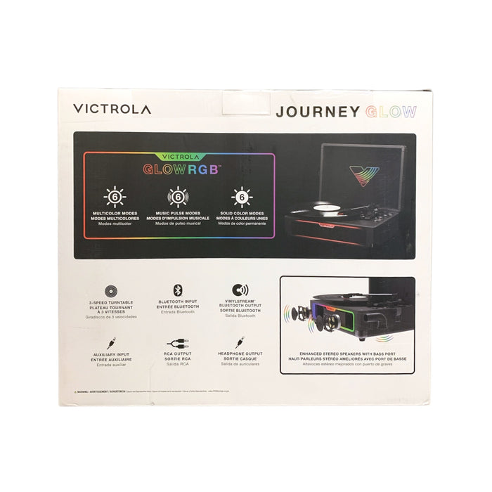 Victrola Journey Glow Illuminated Suitcase Record Player, Bluetooth, Black