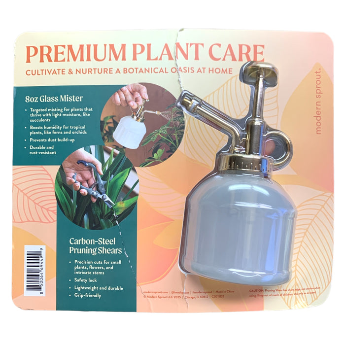 Modern Sprout Botanical Essentials 2 pack, 8oz. Glass Mister & Pruning Shears
