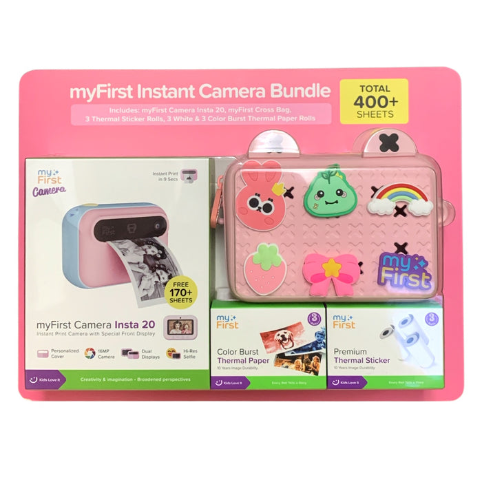 myFirst Camera Insta 20 Camera Bundle with myFrist Cross Case (Cotton Candy Mix)