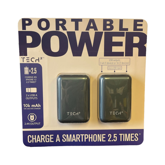 Tech Squared Nano Juice 10K mAh Portable Charger (2 Pack