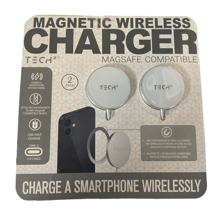 Tech2 Magnetic Wireless Charger, Magsafe compatible, 2 pack