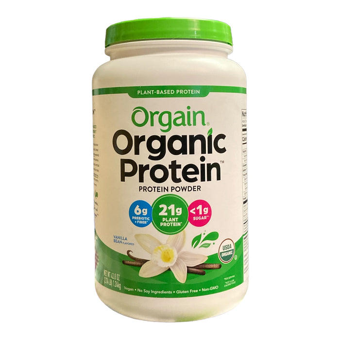 Orgain Organic Plant Based Protein Powder, Vanilla Bean, 2.74 lb