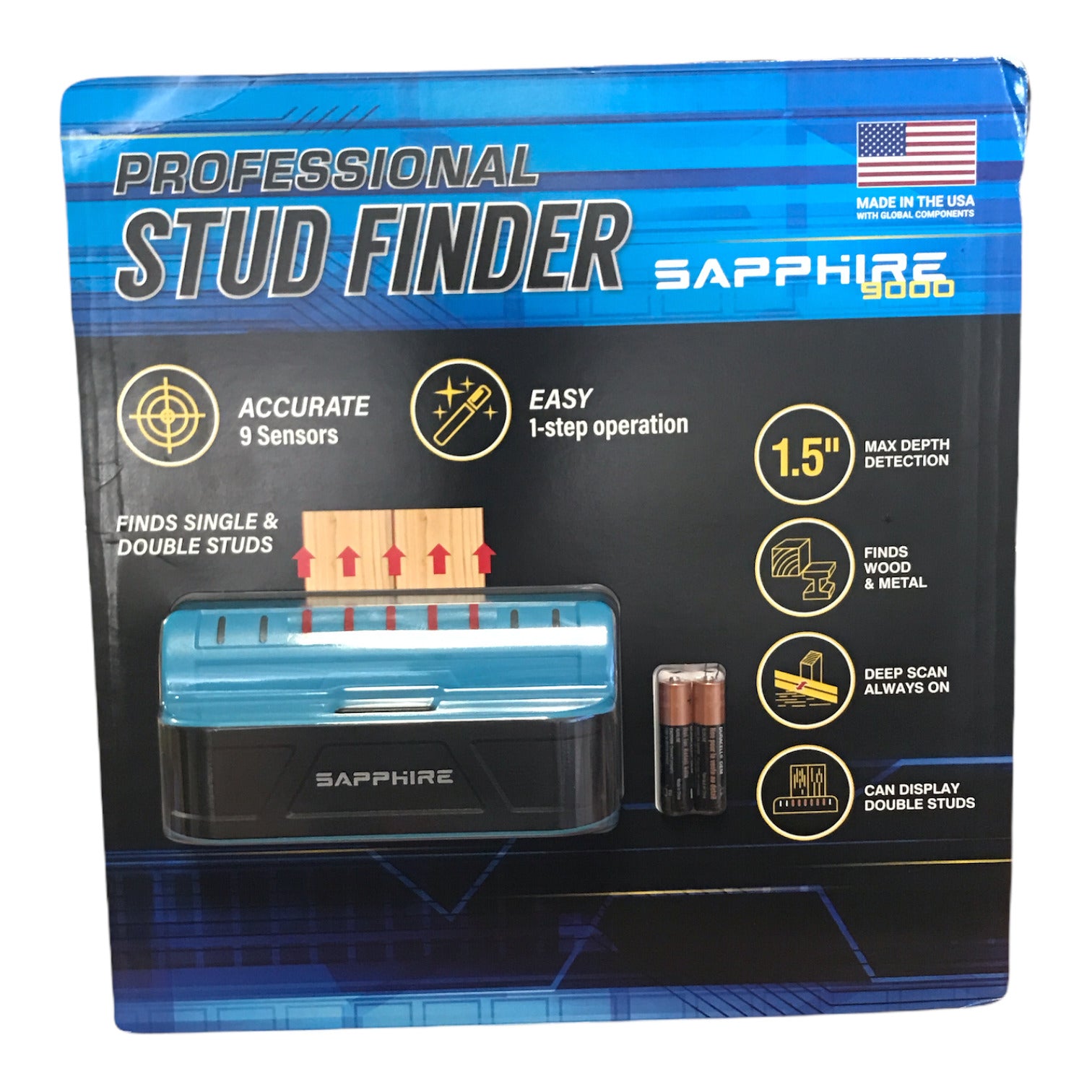 Professional Sapphire 9000 Stud Finder, Includes Batteries Ewirelessgear