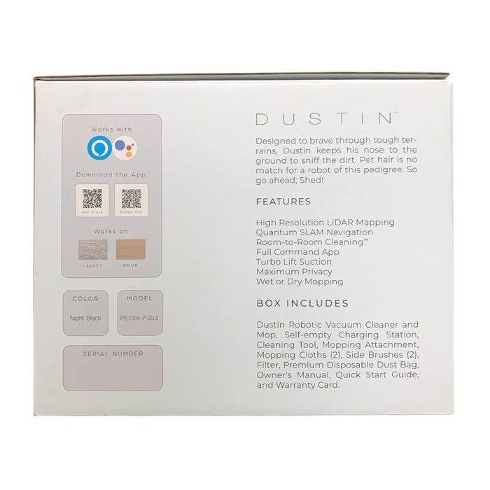 bObsweep - Dustin Wi-Fi Connected Self-Emptying Robot Vacuum and Mop - Black