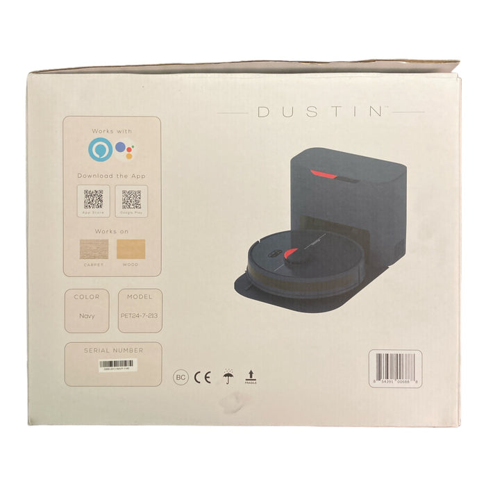 bObsweep - Dustin Wi-Fi Connected Self-Emptying Robot Vacuum and Mop - Navy