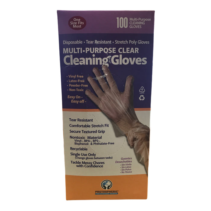 Protospheric Disposable Multi-Purpose Gloves, Clear (100 ct./box)