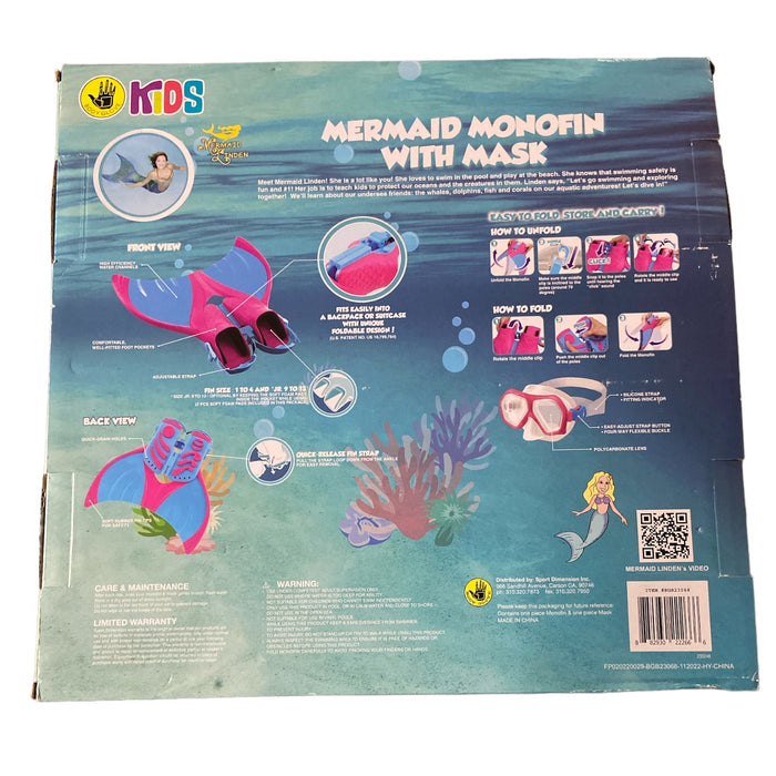 Body Glove Kids' Mermaid Foldable Single Fin, Includes Adjustable