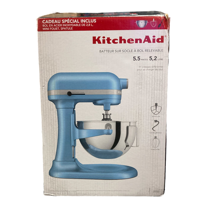*Open Box* KitchenAid 5.5 Quart Bowl-Lift Stand Mixer, KSM55SJSXMI, Blue