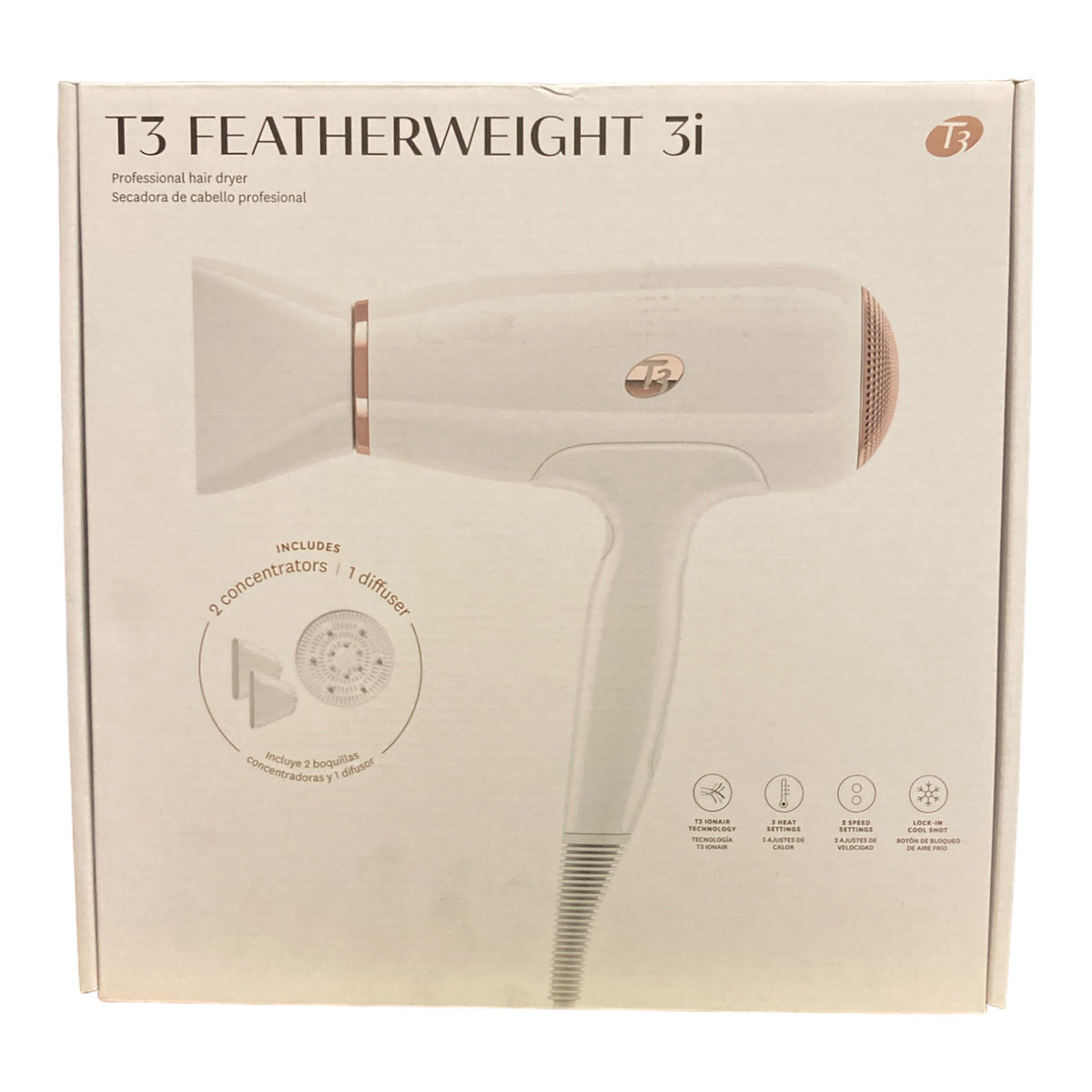 T3 Featherweight 3i Hair Dryer and Diffuser, 3 Heat and 2 Speed Settin