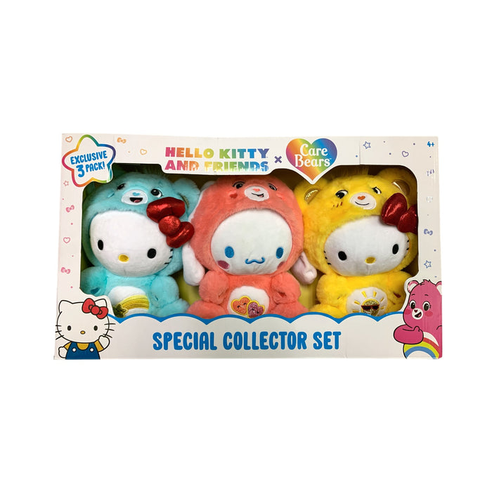 Hello Kitty & Friends X Care Bears (Blue, Pink, Yellow) Collectors Plush Set