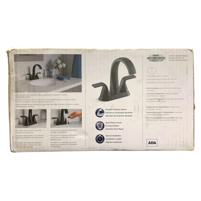 Kohler Cursiva, 4" Centerset Bathroom Sink Faucet, Matte Black Finish, 1.2GPM