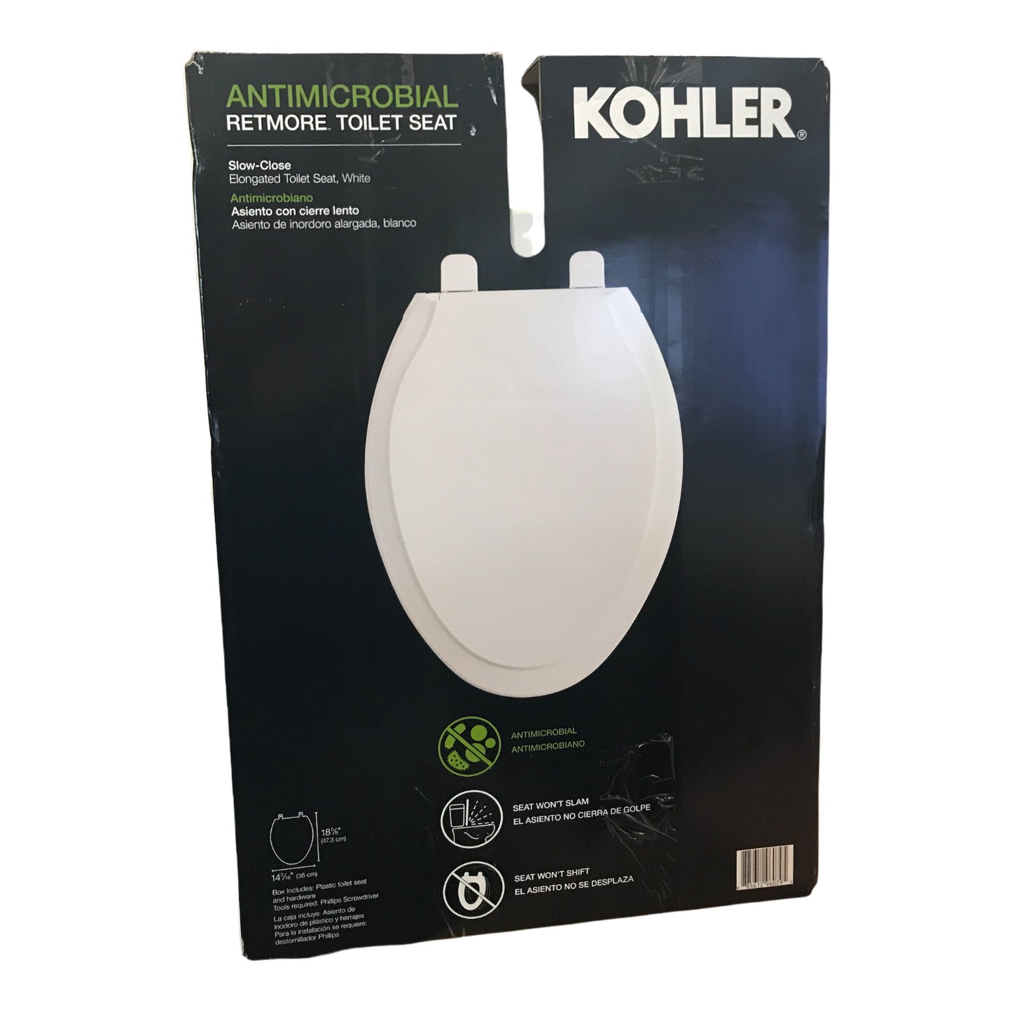 Kohler Antimicrobial Retmore Toilet Seat, Slow-Close, Elongated, White