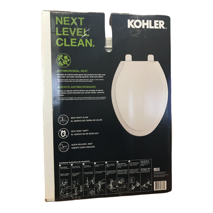 Kohler Antimicrobial Retmore Toilet Seat, Slow-Close, Elongated, White