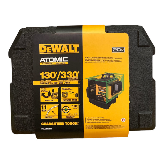 DEWALT 20V MAX Laser Level, Cross Line Laser, 3X360, Green, Bare Tool Only