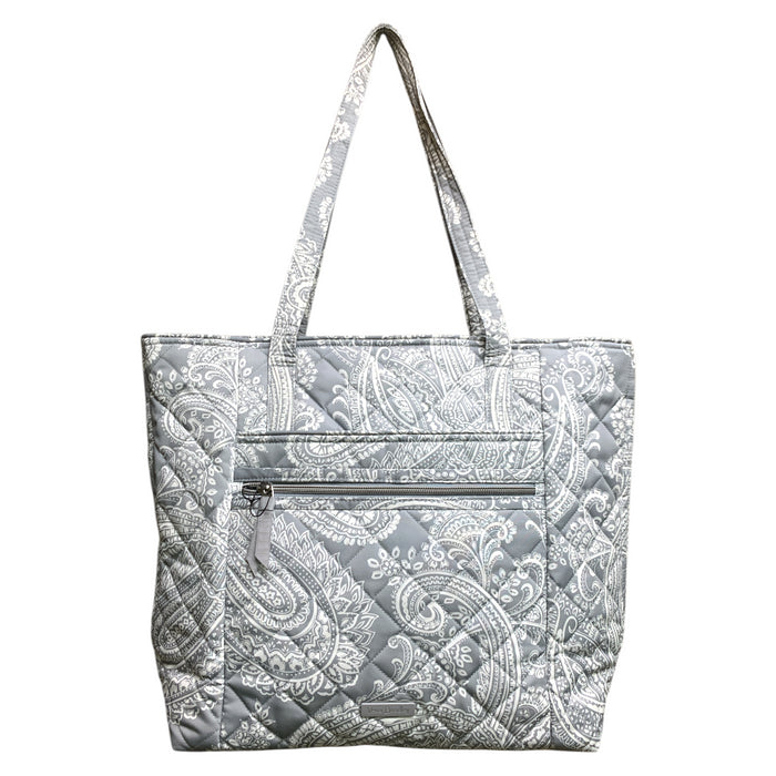 Vera Bradley Vera Tote, Quilted Water-Repellant Polyester Tote, Grey Paisley