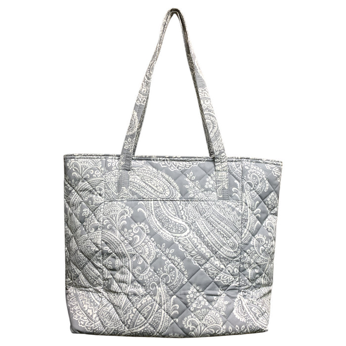 Vera Bradley Vera Tote, Quilted Water-Repellant Polyester Tote, Grey Paisley