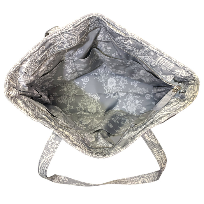 Vera Bradley Vera Tote, Quilted Water-Repellant Polyester Tote, Grey Paisley