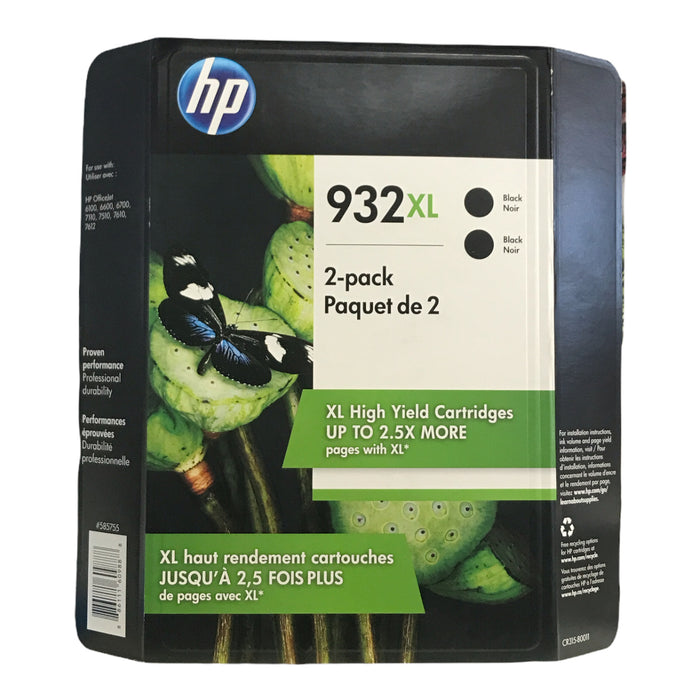 Genuine HP 932XL Black Ink Cartridges 2-Pack Exp: May 2022