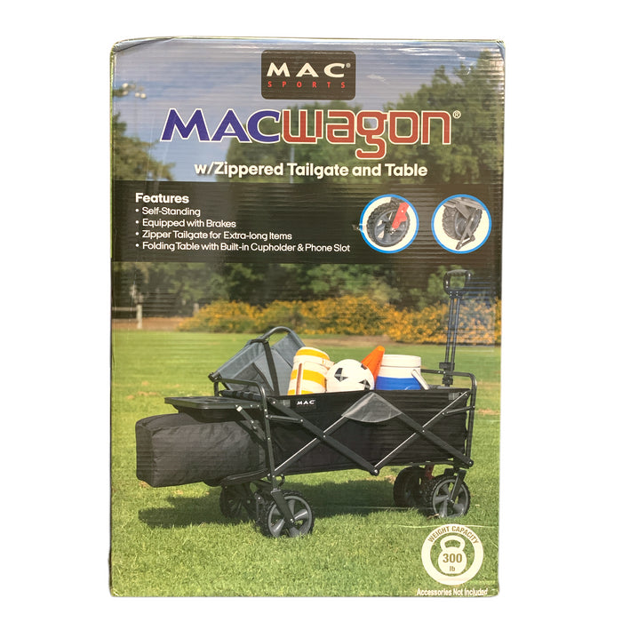 Mac Sports Classic MacWagon with Zippered Tailgate and Table, Black