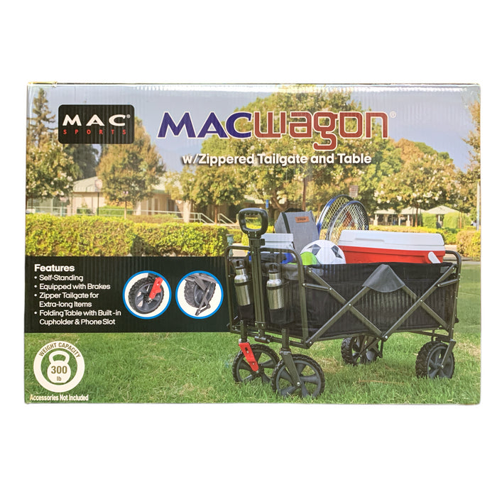 Mac Sports Classic MacWagon with Zippered Tailgate and Table, Black