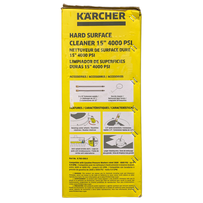 Karcher 15" Hard Surface Cleaner with Casters, 4000 PSI for Gas Pressure Washer