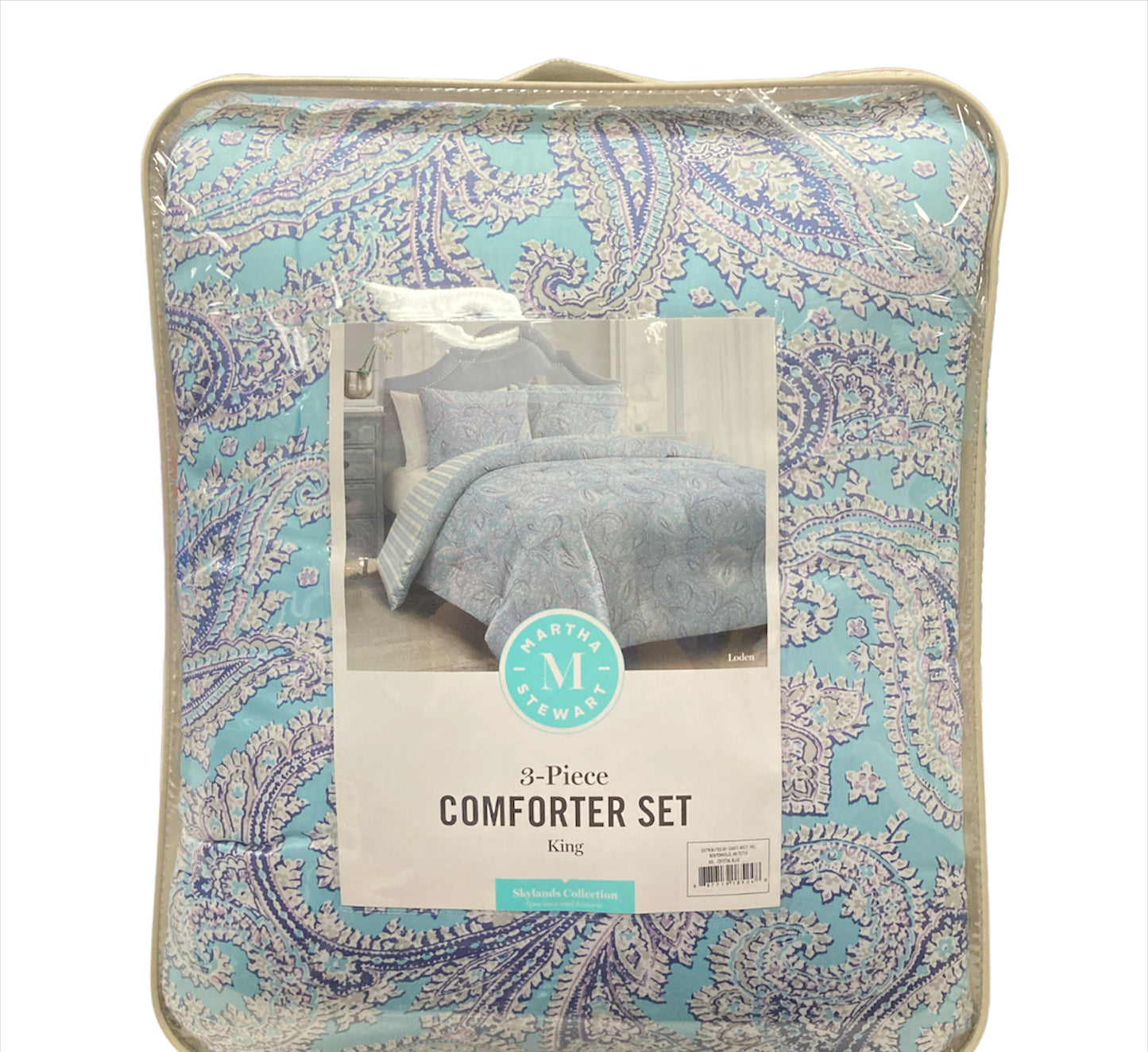 Martha Stewart's 100% Cotton Sateen, Comforter Set, Crystal Blue, King