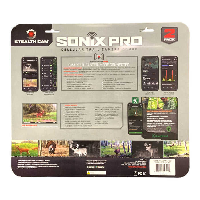 Stealth Cam Sonix Pro 36MP Dual-Network Cellular Trail Cam Combo 2-Pack