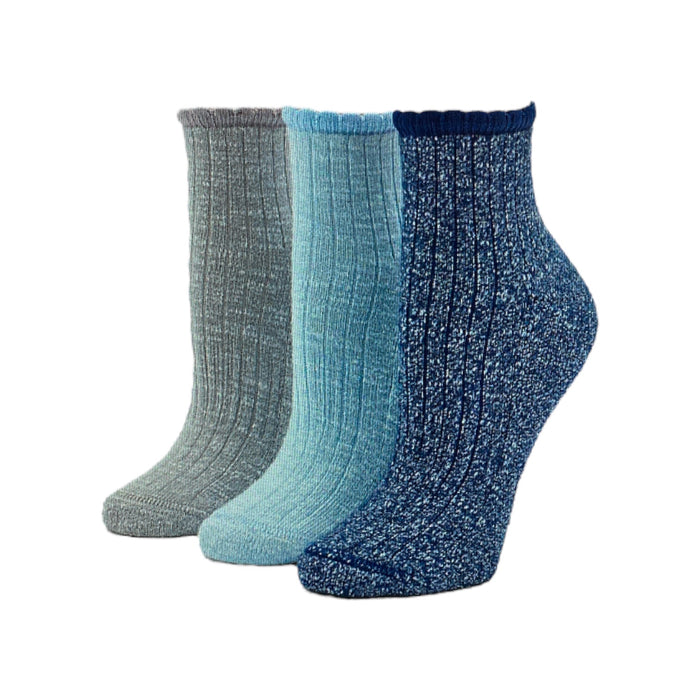 HUE Women's 3 Pack Soft Cozy Marl Arch Clinch Mini Boot Socks