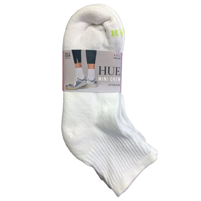 Hue Women's 5-Pack Cotton Blend Soft Cushioned Mini Crew Sock