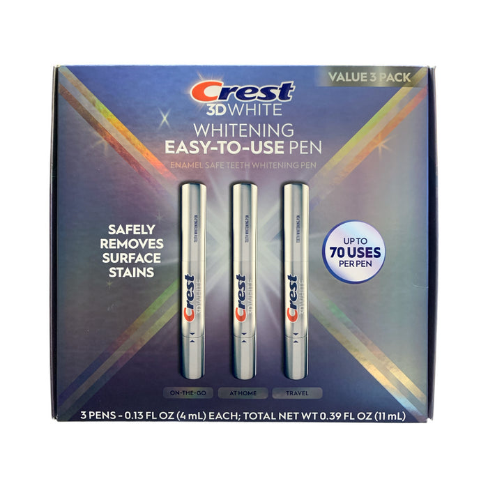 Crest 3D White Whitening Easy-To-Use Enamel Safe Teeth Whitening Pen, 3-Pack