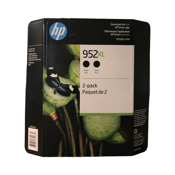 HP 952XL High Yield Black Original Ink Cartridge 2-Pack