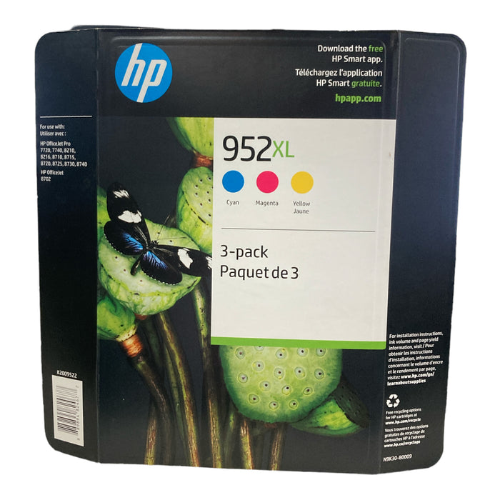 HP 952XL High Yield Original Ink Cartridges, Cyan/Magenta/Yellow, 3 Pack