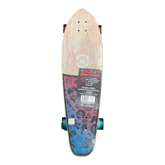 MADD GEAR Complete Cruiser Skateboard - 32” x 9” - Game Over