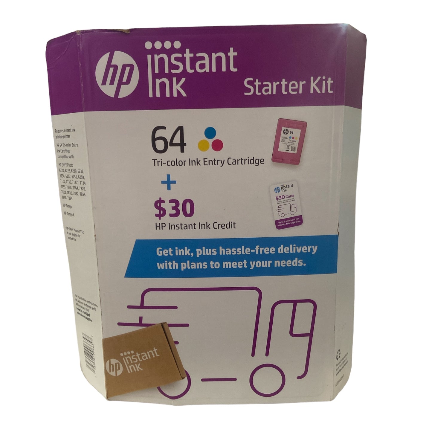 HP 64 Tricolor Instant Ink Starter Kit with $30 HP Ink Credit