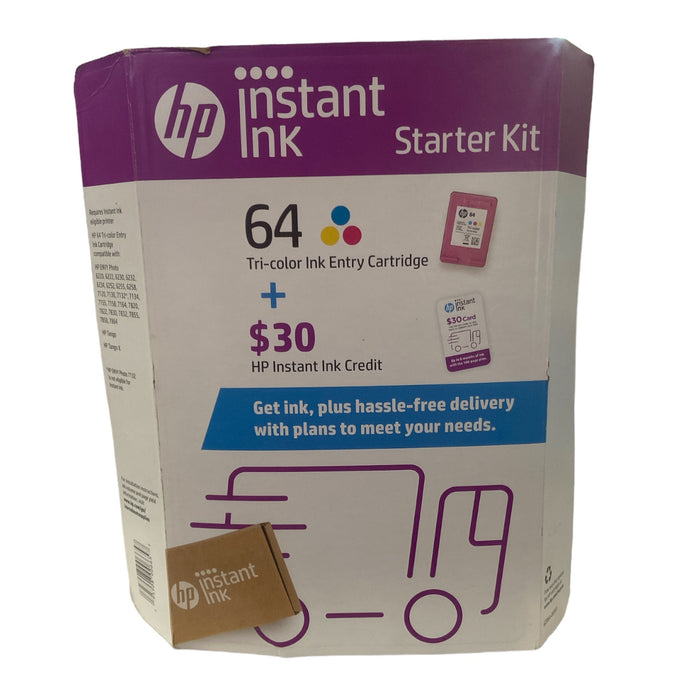 Original HP 64 Tricolor Instant Ink Starter Kit