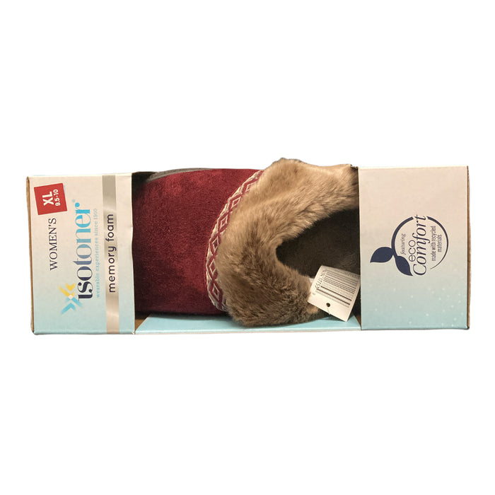 Isotoner Women's Eco-Comfort Memory Foam Faux Fur Indoor/Outdoor Slipper