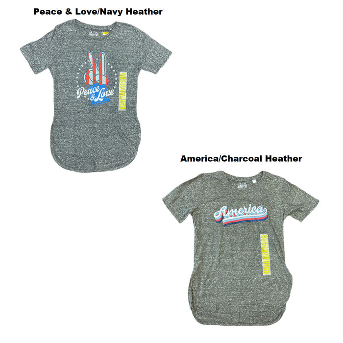 Royce Women's Short Sleeve Crew Neck America Peace & Love T-Shirt Tunic Top