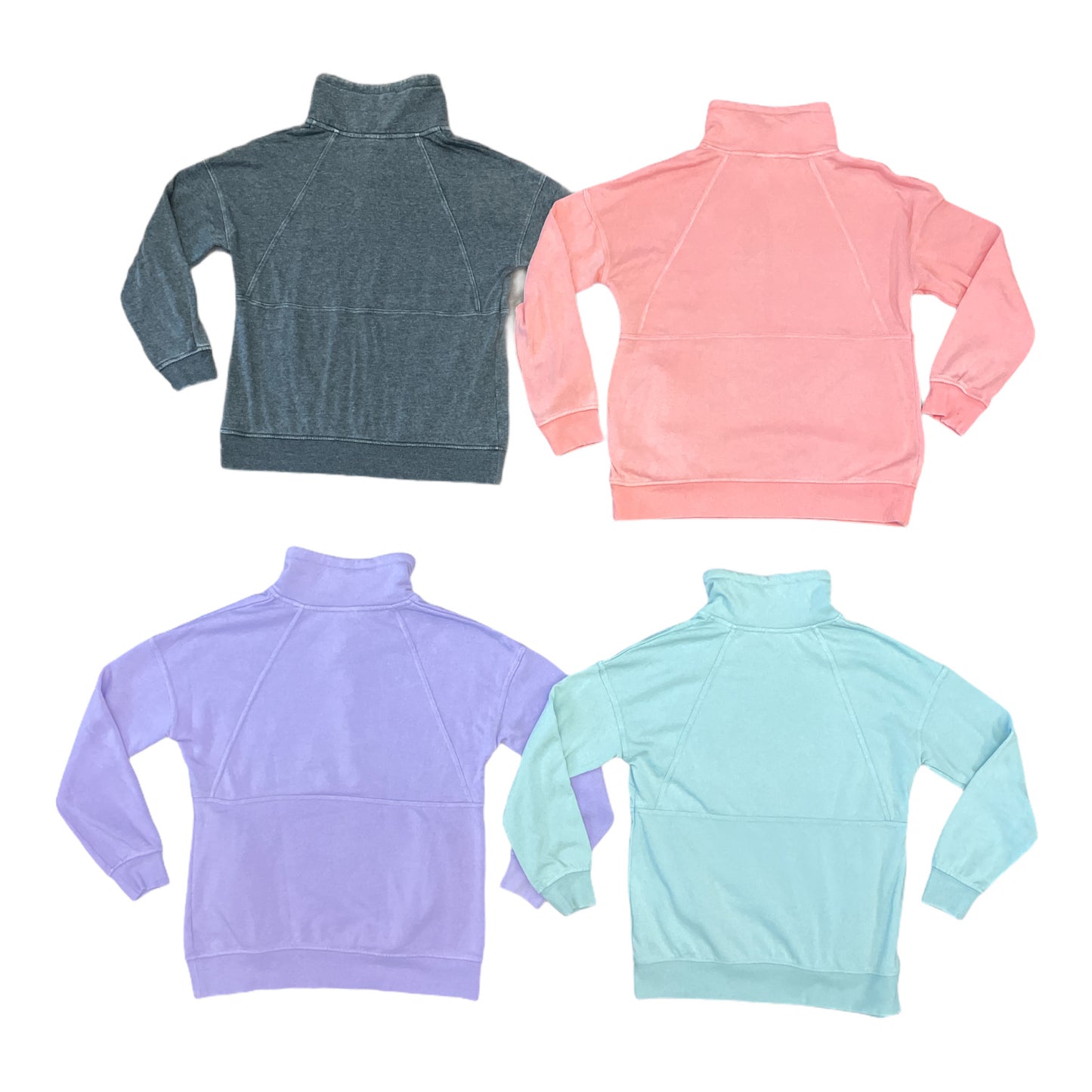 Tangerine Women's Mock Neck Mineral Wash 1/2 Zip Pullover Sweater w/ Pockets