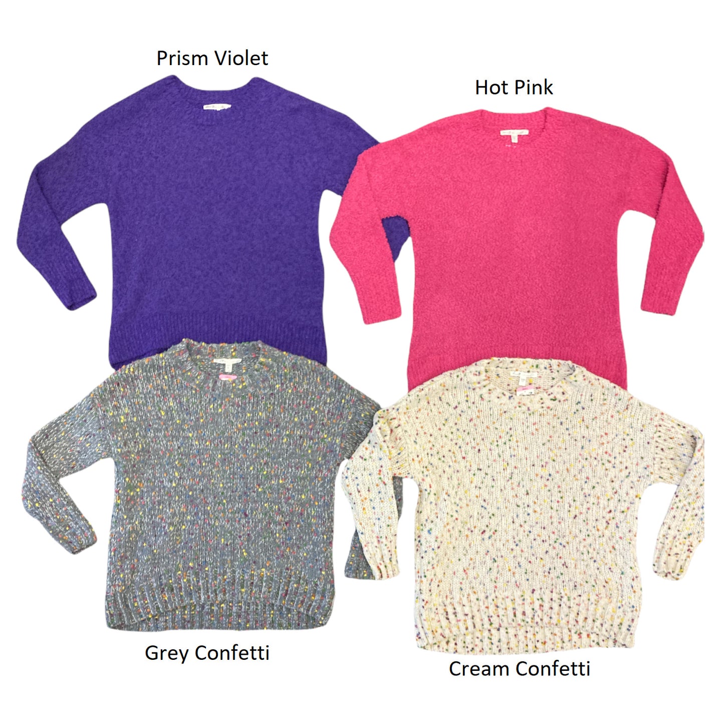 Seven7 Womens Crewneck Pullover Popcorn Chenille Sweater