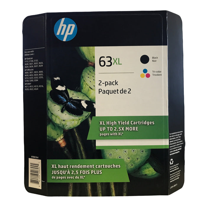 HP 63XL Black/Color Combo Ink Cartridges, 2 pk