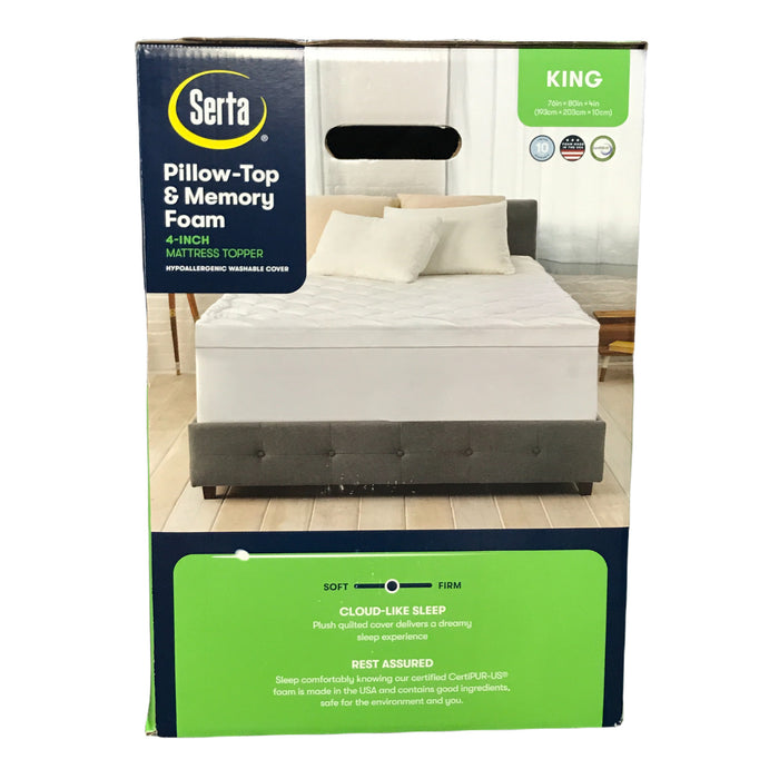 Serta 4" Pillow-Top and Memory Foam Mattress Topper, King