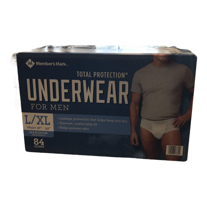 Member's Mark Total Protection Incontinence Underwear for Men, L/XL (84ct)