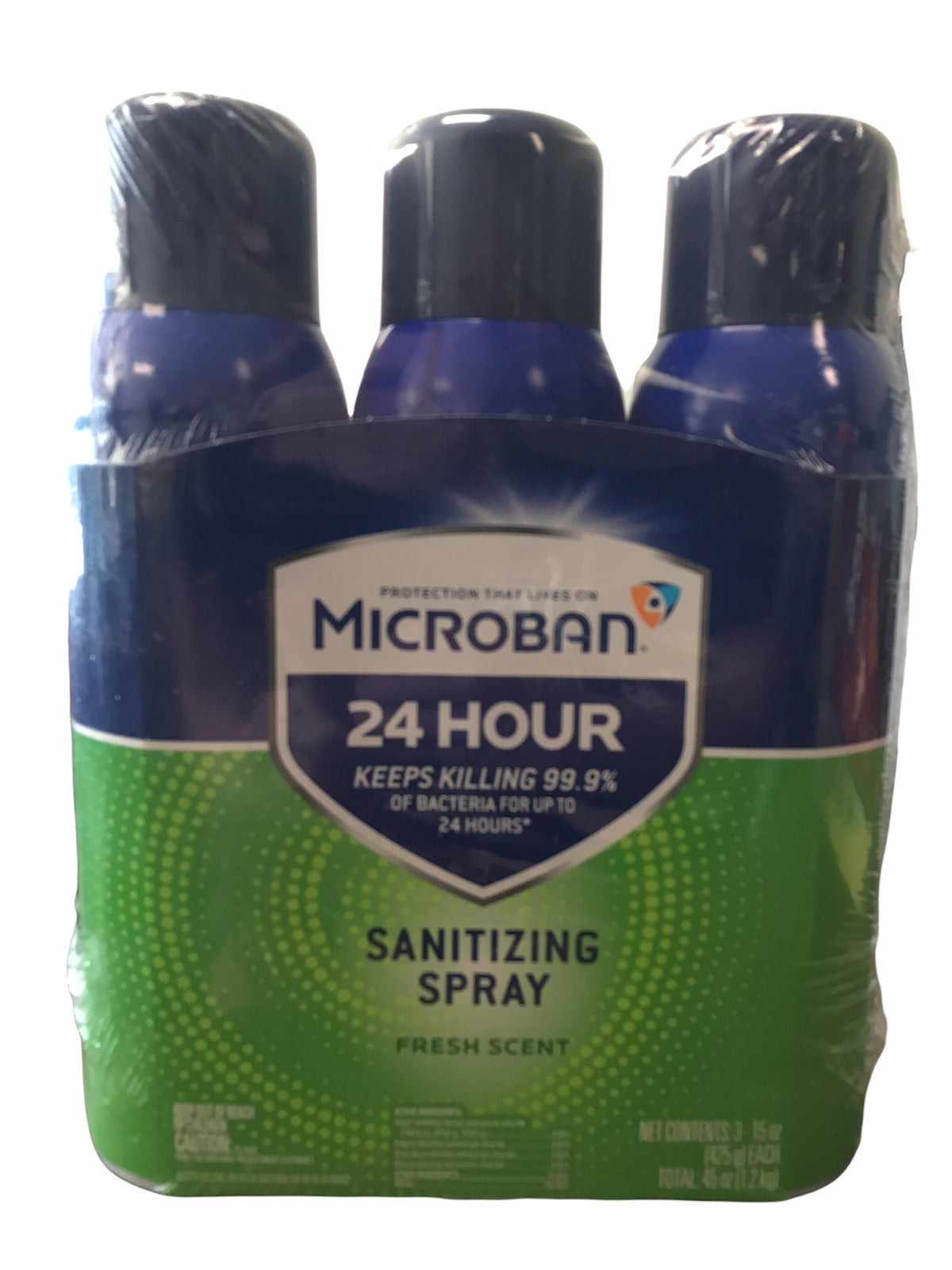 Microban 24 Hr Sanitizing Spray, Kills 99.9% Bacteria, Fresh Scent, 15 ...